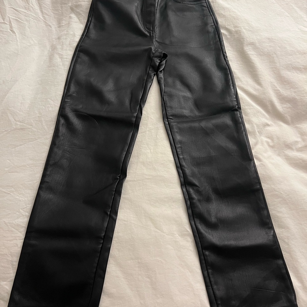 Aritzia Wilfred Black Faux Leather Pants